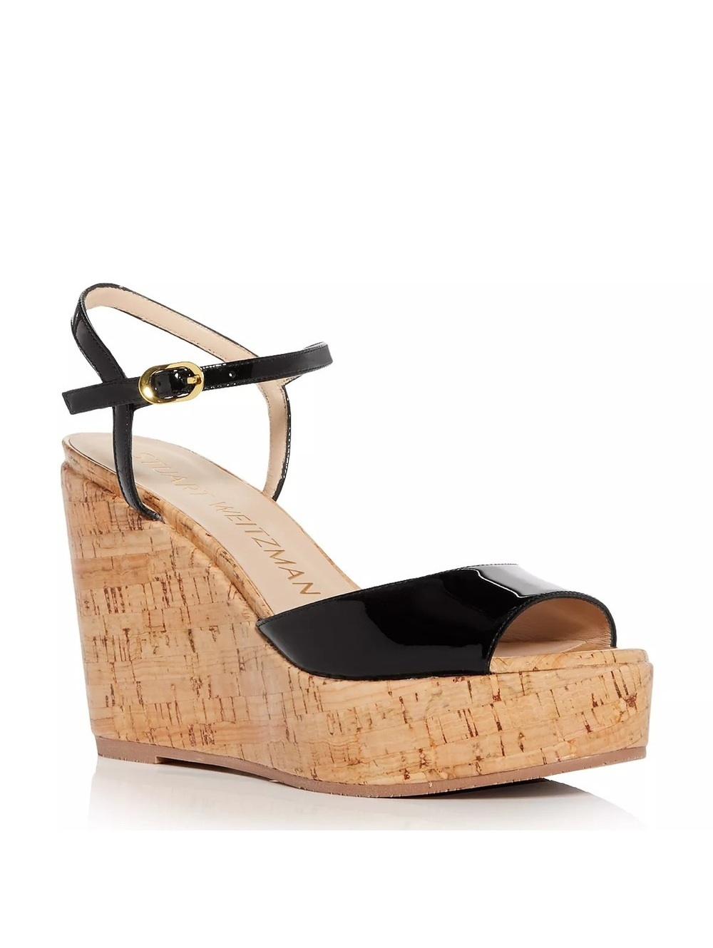 Stuart Weitzman Palmina Platform Wedge Sandals, Black Size 37.5/7 NEW + DustBag